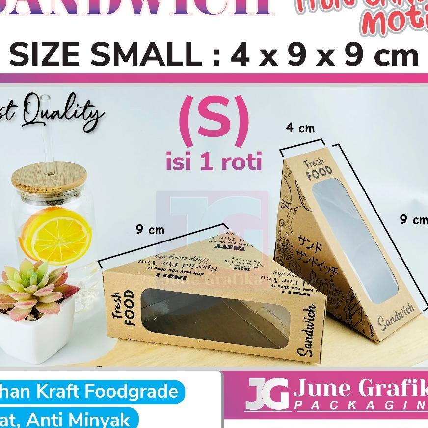 Kemasan Fruit Sando/ Box Sandwich / Packaging Kraft Sandwich / Kotak Roti Kraft - Size S Mika Sandwi