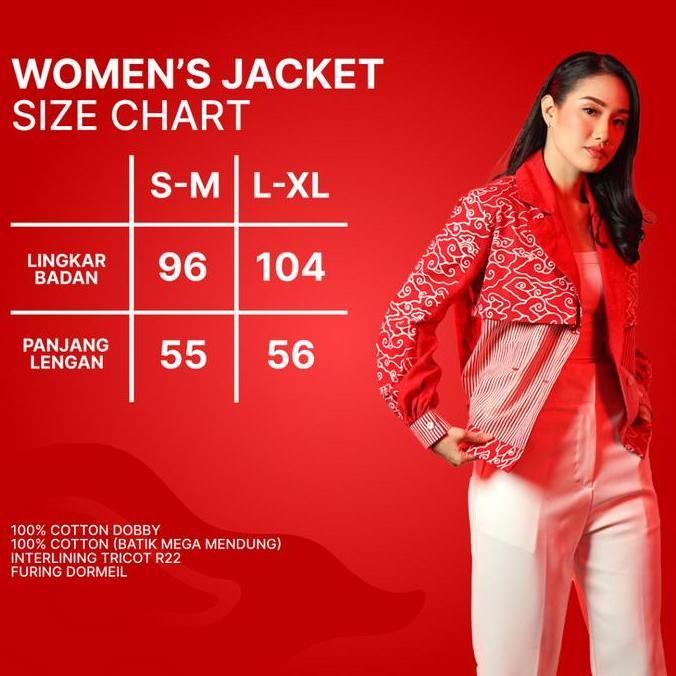 BATIK TRUSMI Merdeka Collection Jaket Batik Mega Mendung Kerah Motif Panjang Blazer Kancing Casual m