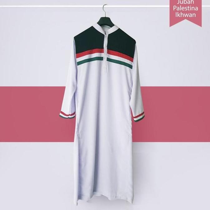 Ready stock Gamis Putih Palestina pria dewasa fashion pria muslim, jubah pria pale