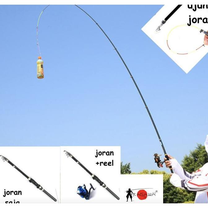 Joran Pancing Telescopic Tegek Joran Kolong Ruas Pendek Warna Hitam