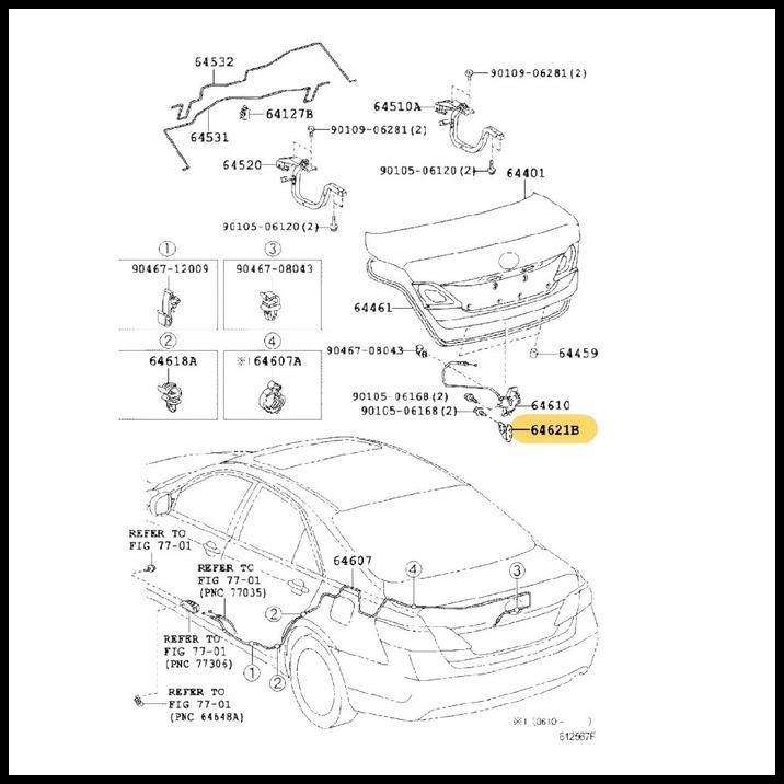 TERLARIS 64621-06050 STRIKER DOOR LOCK PINTU BAGASI VIOS ALTIS CAMRY ORIGINAL