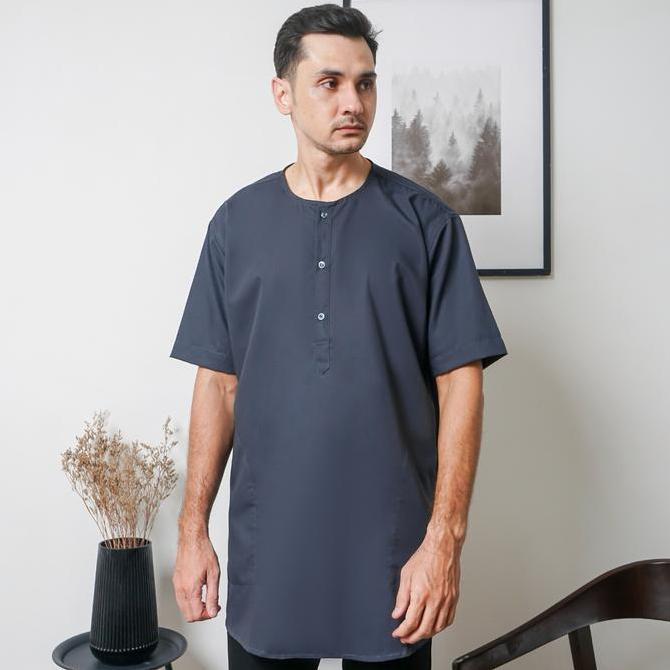 Ready stock Koko Pria Model Kurta Kaftan Modern Semi Wool Lengan Pendek