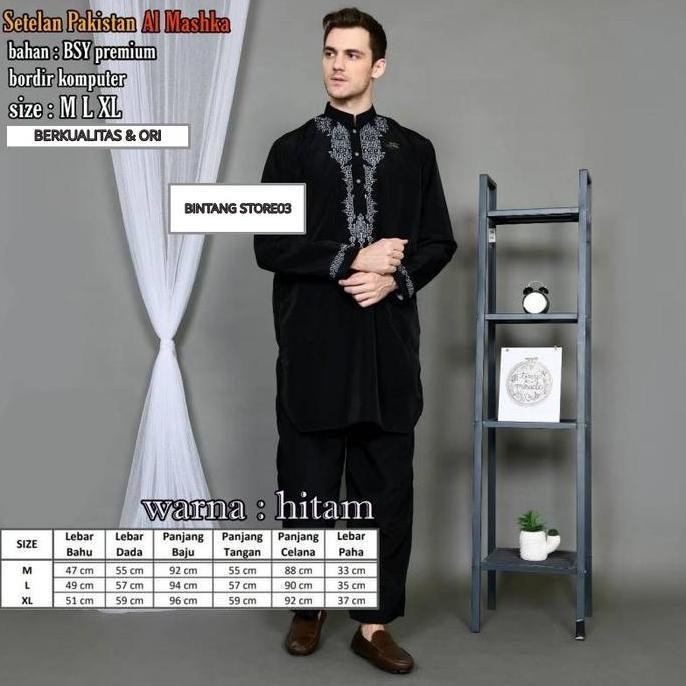 Ready stock Setelan Koko Al-Mashka Terbaru / Baju Koko Muslim Pria / Kurta Pakistan Premium