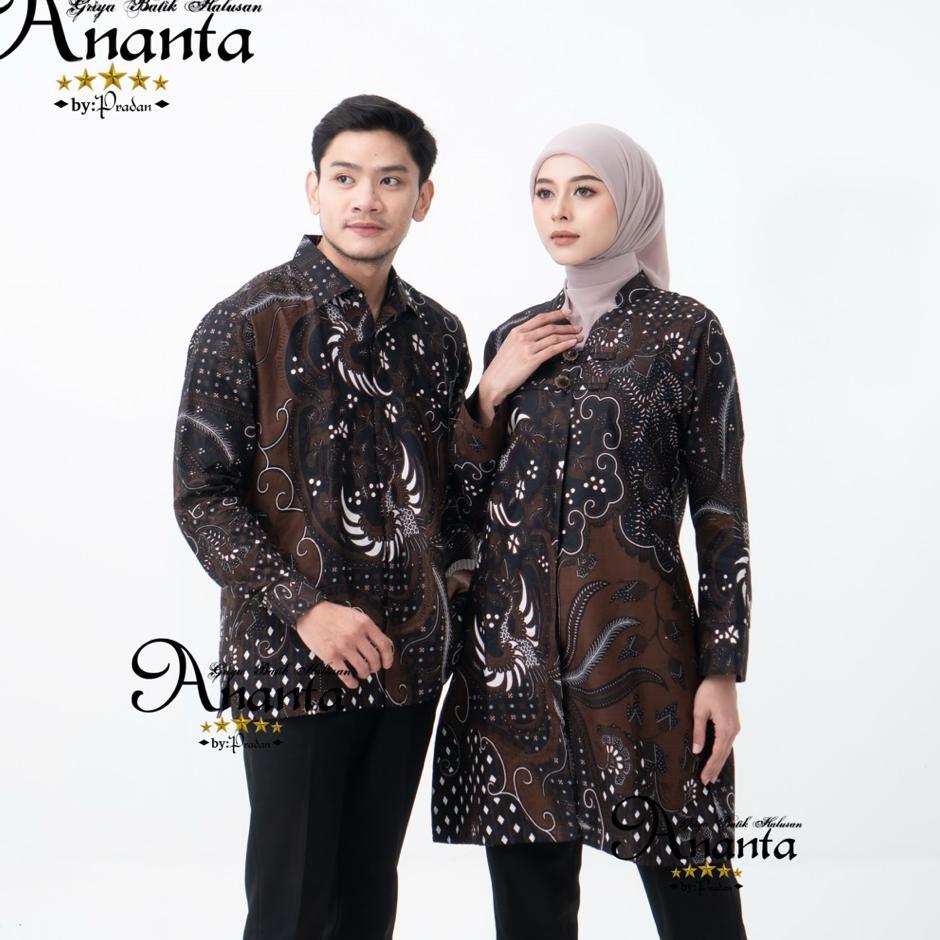 Batik Ananta Batik Couple Pasangan Sarimbitan Atasan Batik Lapis Premium Furing Dan Tricot, Kemeja P
