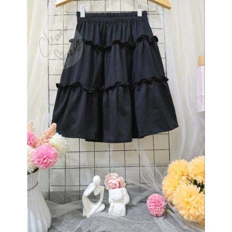 HOT DEALS Cherry_ New  Ruffles Mini Skirt Korean Style | Rok Pendek Sexy Terbaru | Rok Susun Pendek 