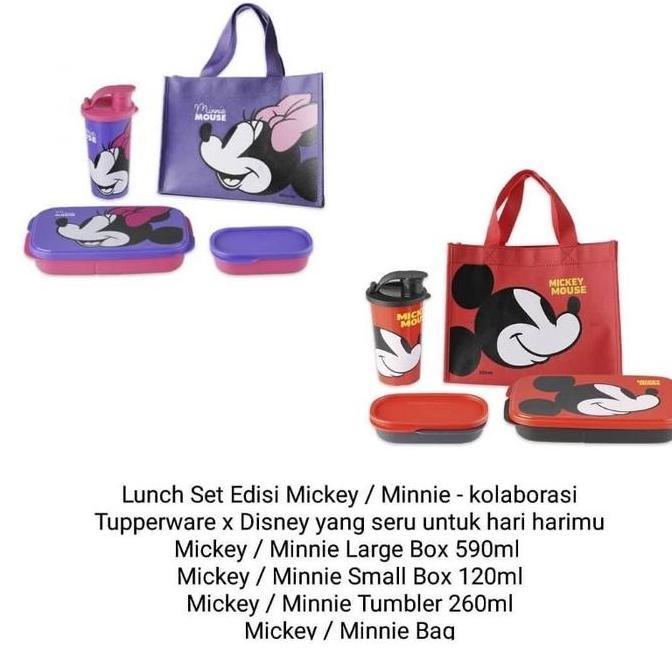 NEW TUPPERWARE MINNIE LUNCH SET MICKEY FREE TAS TEMPAT BEKAL MAKAN ANAK ORI