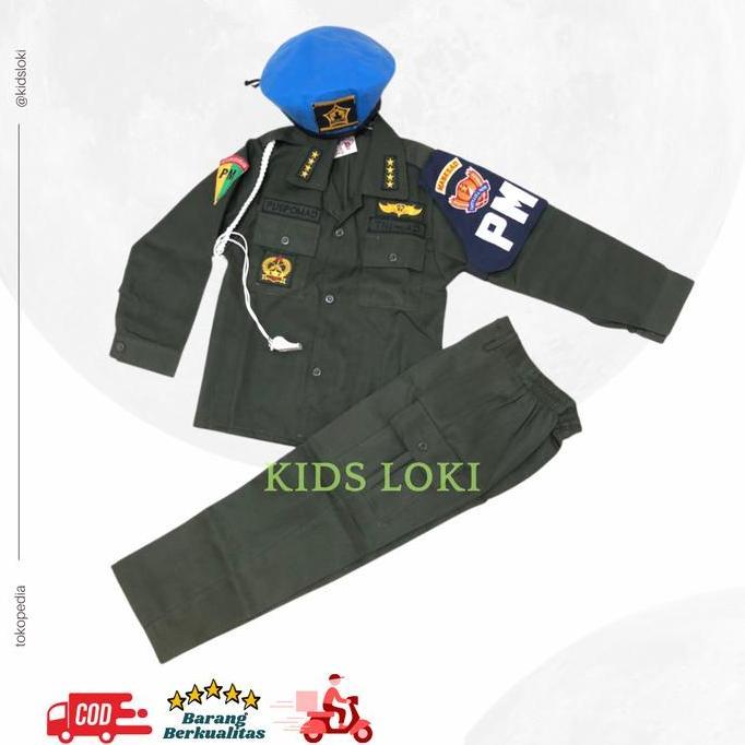seragam polisi militer anak baju PM anak pakaian tentara anak baju profesi polisi militer anak LA