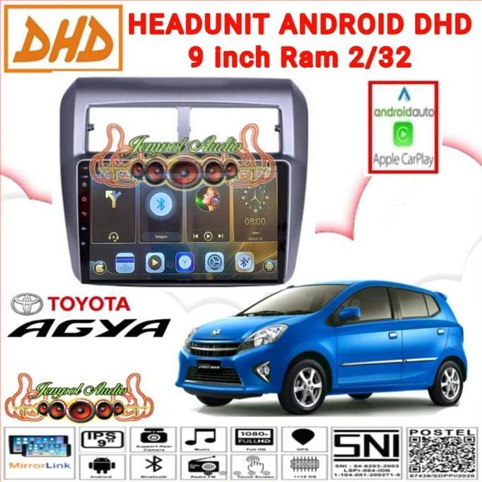 Head Unit Android DHD 9 Inch OEM Ayla / Agya Layar Ips