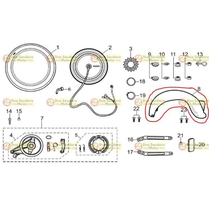 Spakbor Belakang Sepeda Listrik Viar UNO / Rear Fender Viar UNO