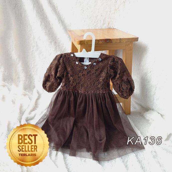 Gaun Anak Lebaran 2026 Emerald Blue Dress Brokat Anak Perempuan 3 4 Tahun Mewah Elegan Baju Muslim L