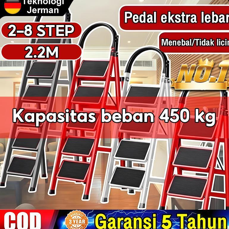 Tangga berlapis bubuk premium Kaki karet elastis Tangga lipat aluminium tangga lipat aluminium tangg