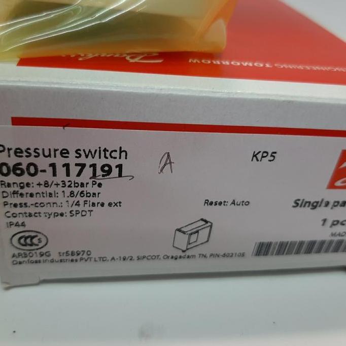 Pressure Switch Danfoss KP5 AUTO| High Pressure Switch KP 5 117191