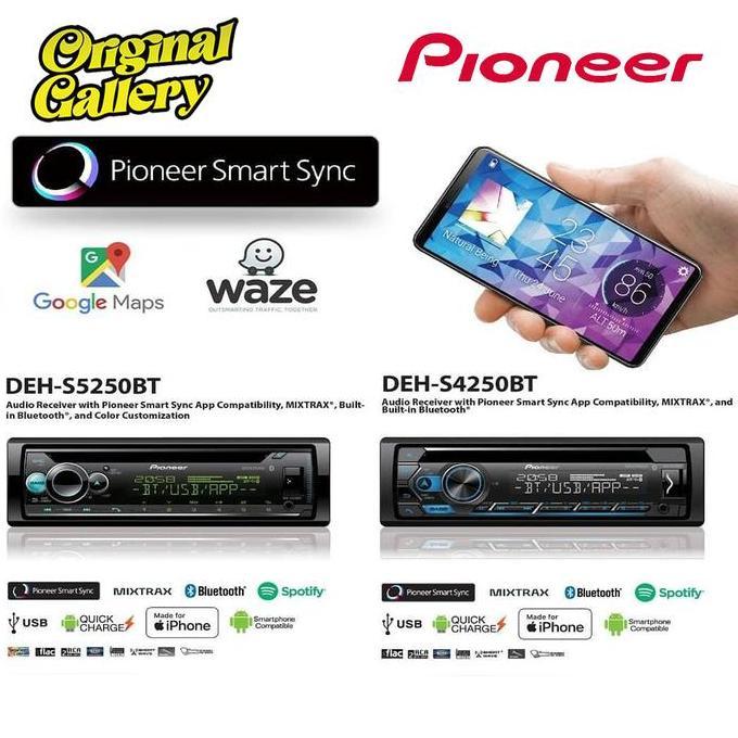 PIONEER Singel Din DEH S5250 BT Bluetooth Tape Mobil Audio
