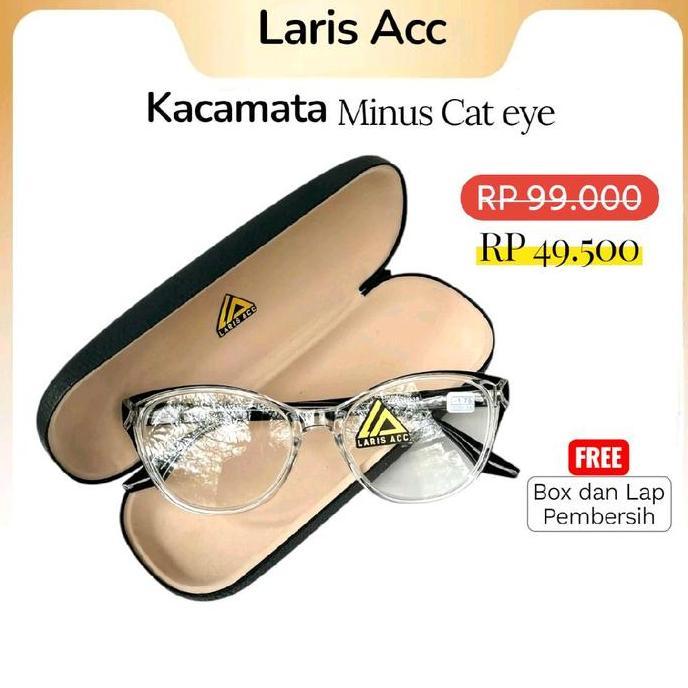 Rotazione- Laris Acc Kacamata Minus Wanita Perempuan Lensa Rabun Jauh Frame Plastik Cat Eye Eyewear 