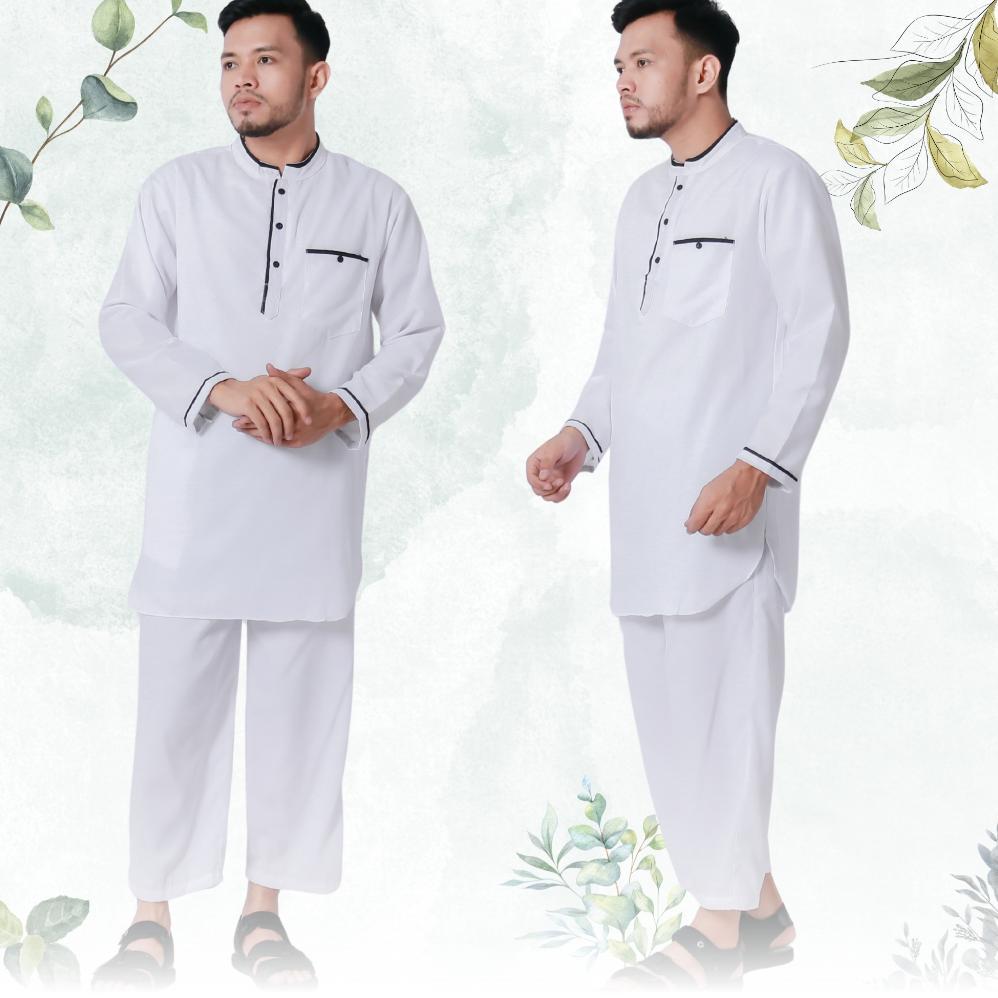 official setelan koko kurta pakistan dewasa lengan panjang warna hitam putih abu abu navy biru cokla