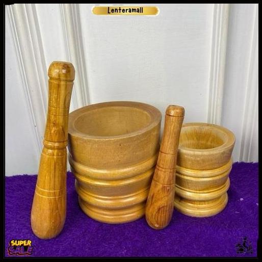 Lumpang Kayu / Lesung Kayu Alat Tumbuk Bumbu. Kayu Mahoni. Besar Dan Kecil  Diskon