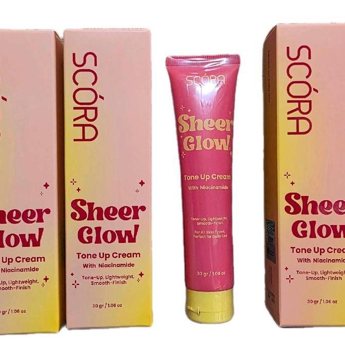 READY! SCORA sheer glow TONE UP CREAM 30GR Foundation Mencerahkan paket bedak