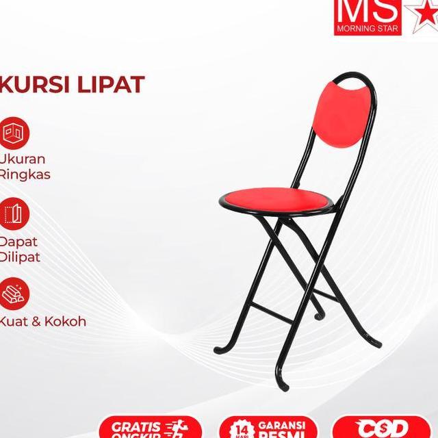 Morning Star Kursi Lipat Bulat Serbaguna Foldable Chair Rangka Besi Sandaran Nyaman