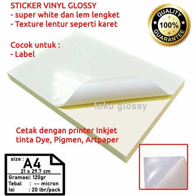 Lansungkirim- Sticker Vinyl Glossy A4 (Pvc Vinil)