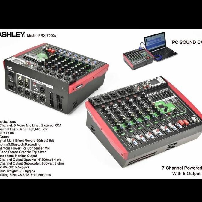 Promo Power Mixer Ashley Prx7000S/Prx 7000S 7Ch + Subwoofer (Usb-Bluetooth) Cod