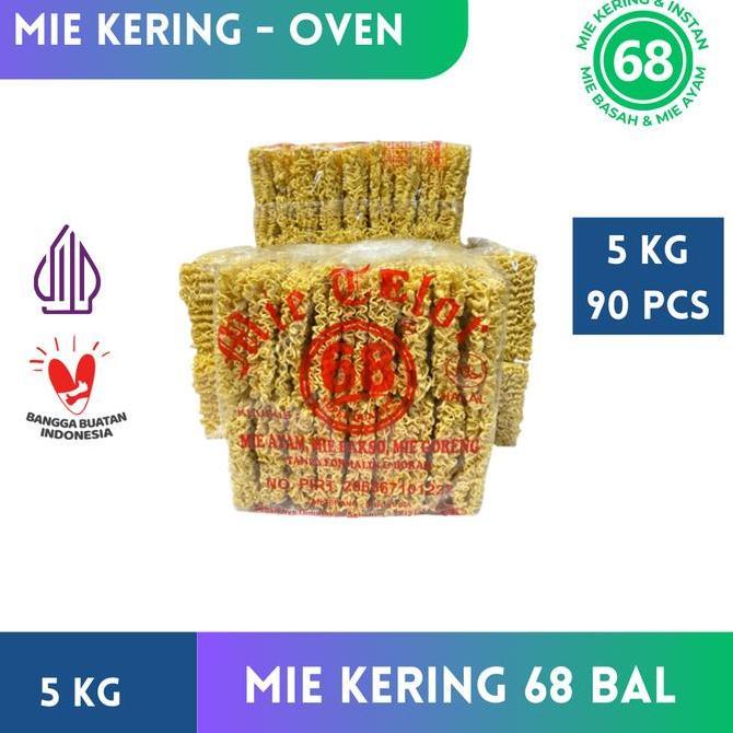 Promo- Mie Kering 68 90 Pcs Mie 5 Kg, Isi 5 Pack ( 5Kg) Mie Kiloan Mie Telur Mie Telor Mi Kering Bur