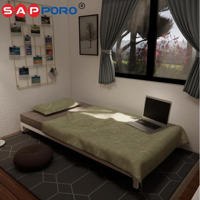 C_BAGASJAYA77 - SAPPORO KIAMA - RANJANG BESI SINGLE BED | DIVAN BESI SINGLE BED KASUR RODA