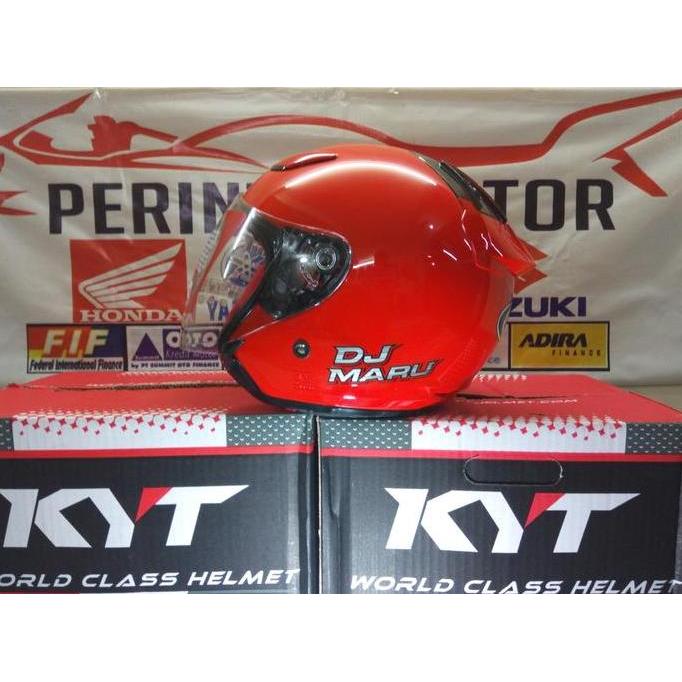 NEW HELM KYT DJ MARU SOLID HALF FACE MERAH ORI