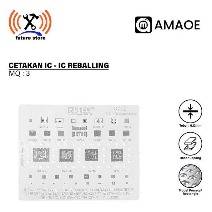 Amaoe OV4 Cetakan IC BGA Reballing Stensil untuk OPPO K5/RENO2/R17Pro/VIVO/NEX/U10/X27Pro Snapdragon