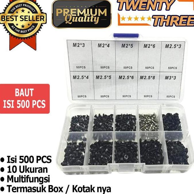 PELA.STORE5 - BAUT LAPTOP NOTEBOOK 500PCS SET KIT SCREW NETBOOK KOMPUTER ASUS MSI HP 500 PCS PC TEMP