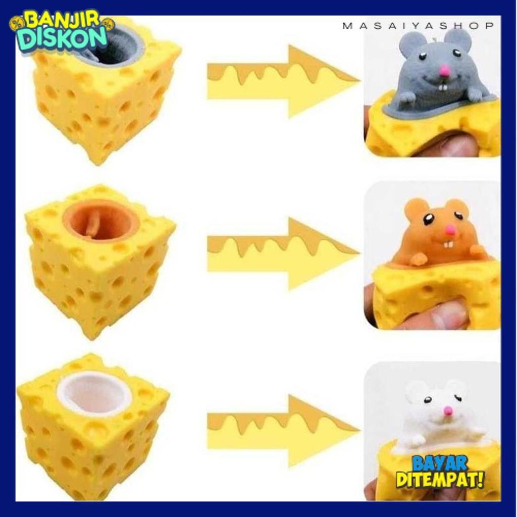 Diskon Mainan Pop It Squishy Karet Silikon Keju Tikus / Mainan Squishy Tikus Keju Karet Silikon Pop 