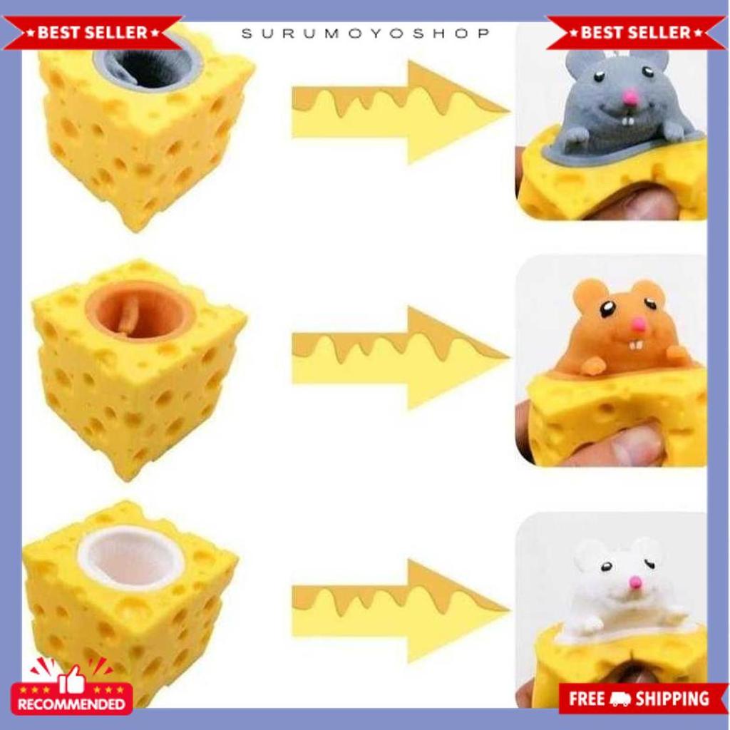 Sale Mainan Pop It Squishy Karet Silikon Keju Tikus / Mainan Squishy Tikus Keju Karet Silikon Pop It