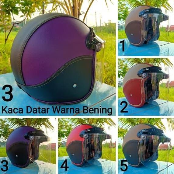 Helm Dewasa Bogo Kaca Datar Warna Bening