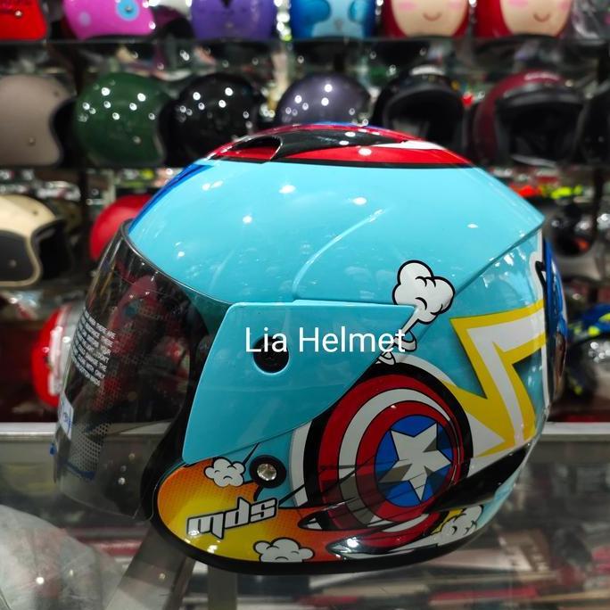 Helm Anak Mds Motif Marvel Captain America Biru Pastel / Helm Anak Mds