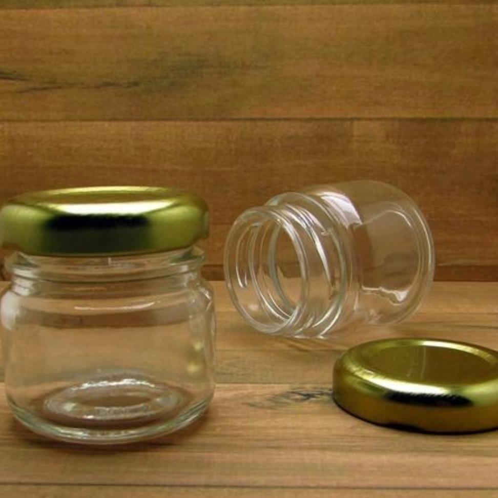 /10 Pcs 30Ml  Jar Silinder Kaca Tutup Gold / Botol Kaca Silinder Jar 30Ml