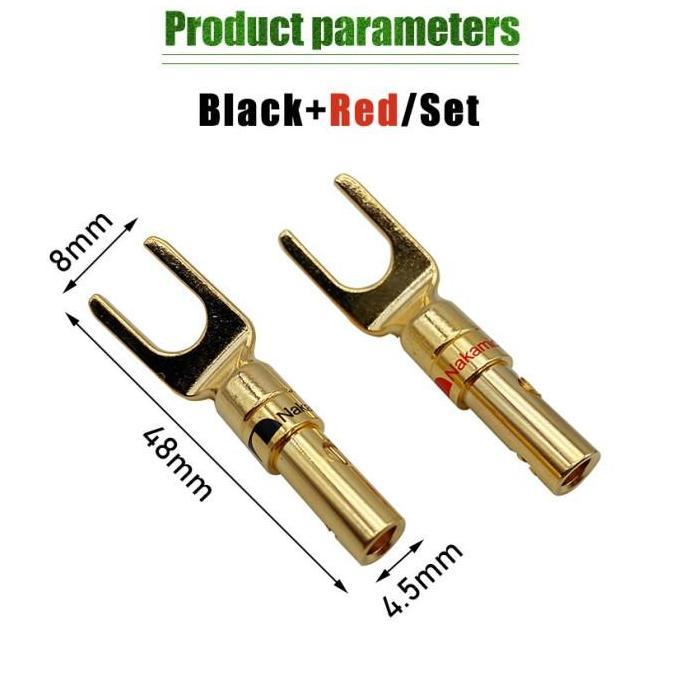 YUZABA Konektor Jack Banana Plug Speaker Audio Nakamichi U / Y Shape (Hitam & Merah)