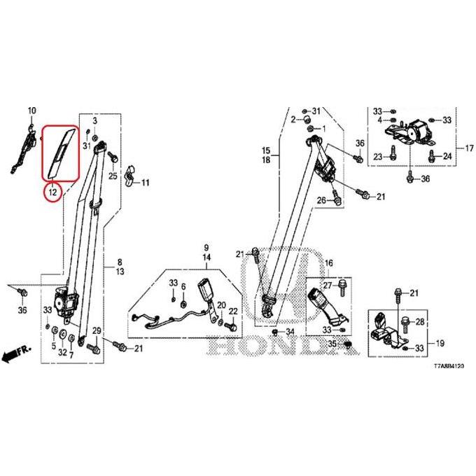 Adjuster Pencetan Seatbelt Honda CIVIC TURBO, HRV, JAZZ GK5 2015-2022