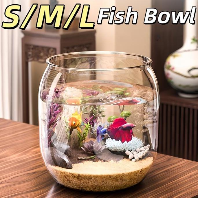 TACAAHA Fish Bowl Aquarium Bulat Fish Bowl Akuarium Ikan Cupang Hias Kura-Kura Wadah Tanaman Hias Hi