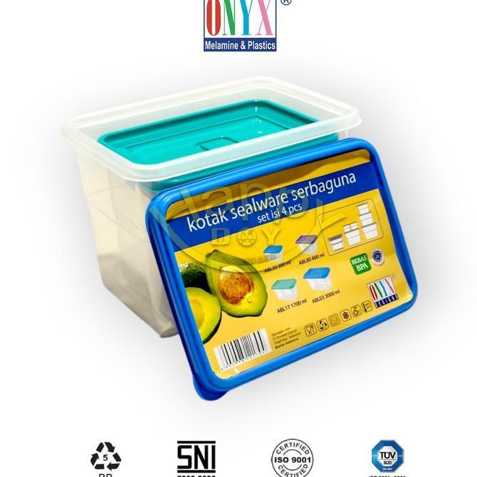 Ready SEALWARE | KOTAK BEKAL | KOTAK MAKAN PLASTIK | KOTAK BUMBU SERBAGUNA SET 4PCS ONYX