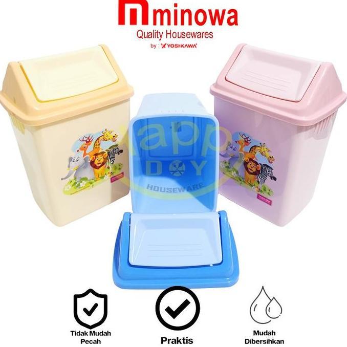 Ready YOSHIKAWA TEMPAT SAMPAH TUTUP PUTAR SWING MOTIF PI-1015
