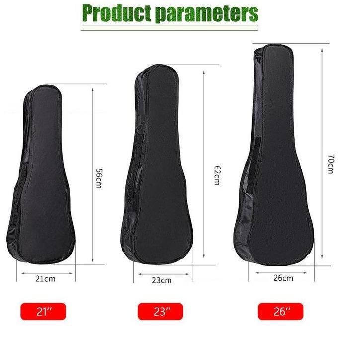 POIRENS Tas Ukulele 21 23 26 Inch Softcase Ukulele Bag Tempat Gitar Akustik Ukuran Jumbo, Klasik/Pem