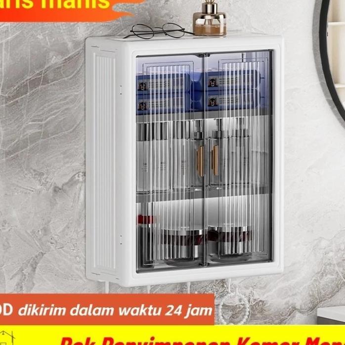 Lemari Kamar Mandi/Lemari Plastik Kamar Mandi Dinding Aesthetic Kabinet Kamar Mandi Tertutup Kotak R