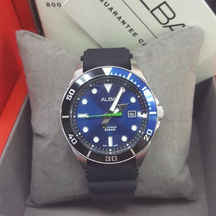 Ready  ALBA Original Jam Tangan Pria Strap Karet Hitam AG8K17X1 Original
