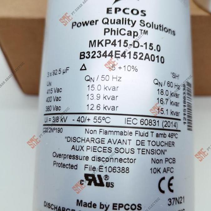 Capasitor Kapasitor AC 10 / 15 / 20 / 25  kvar / Epcos MKP 415