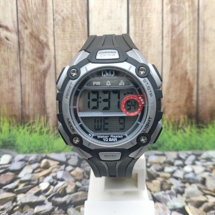 Ready  Jam Tangan Pria Q&Q QQ Digital Strap Karet Hitam M083J001Y Original