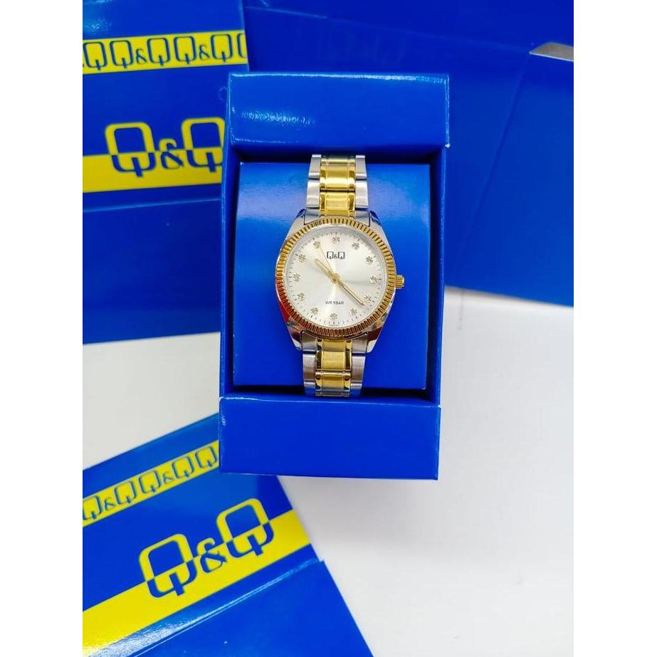 Ready  Jam Tangan Wanita Q&Q QnQ QQ Analog Rantai Gold QZ65 Original