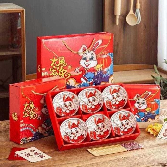 [HAMPERS IMLEK] Mangkok Keramik Set Imlek / Gift Imlek Premium / Mangkok Edisi Imlek / Kado Imlek / 