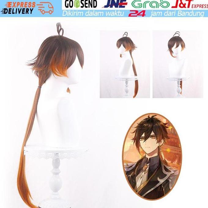 YUZABA Wig Zhongli Cosplay  Genshin Impact Rambut Palsu Pesta