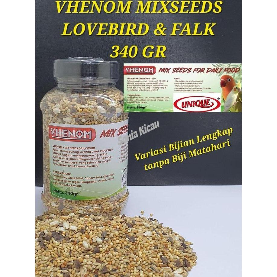 Vhenom Mixseeds Lovebird & Falk - Pakan Burung Berkualitas Tinggi Tanpa Biji Matahari Variasi Bijian