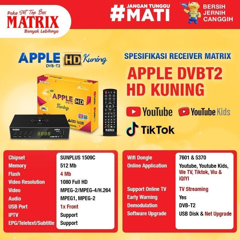 CALVIERA [COD] SET TOP BOX TV DIGITAL MATRIX APPLE DVBT2 / STB MATRIX / STB MATRIX APPLE MERAH / SET