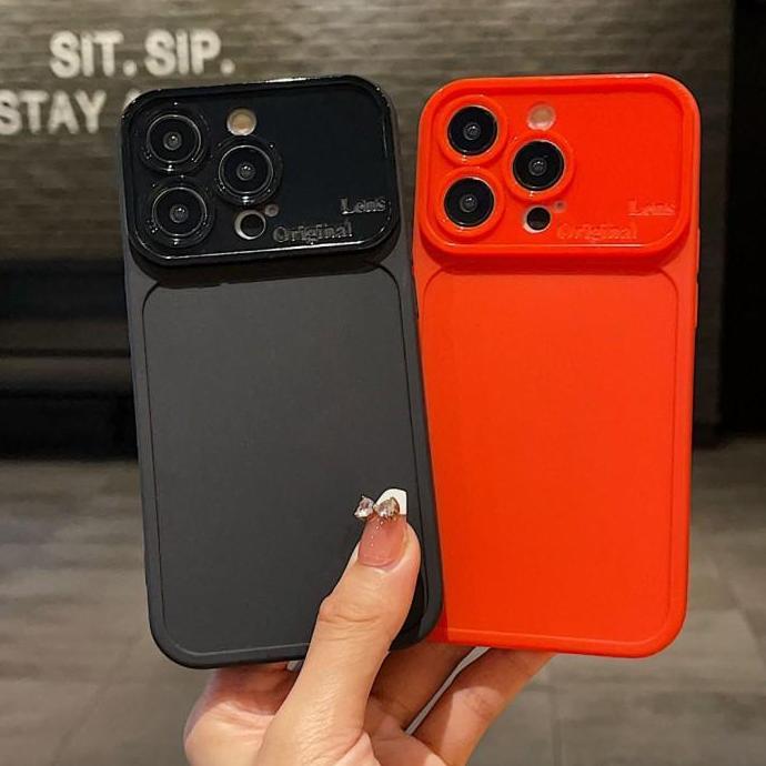 Soft Case Silikon Macaron Lens Original Big Window Jendela Besar With Ring Lensa Kamera Untuk Iphone